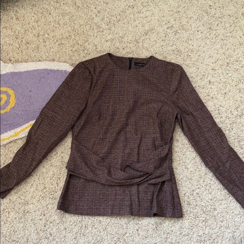 Zara - Brown Plaid Structured Blouse